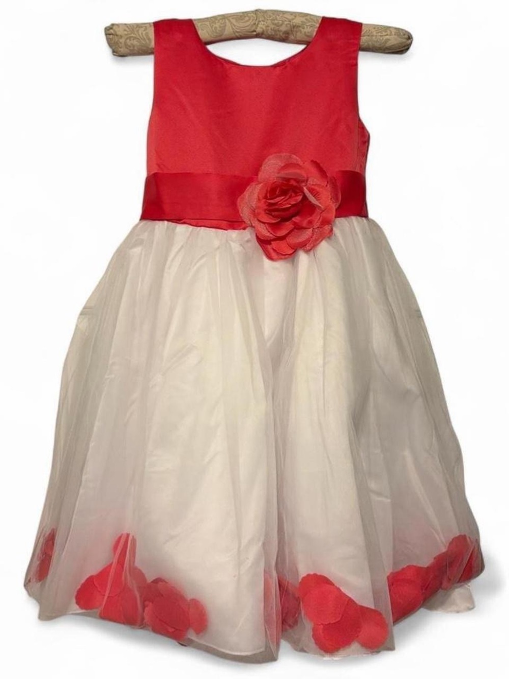 Girls Hot Pink and Ivory Floral Tulle Party Dress